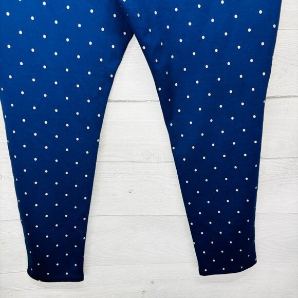 Chico’s 3 (16/XL) Navy Blue Polka Dot Leggings Stretch Pull On Slim Ankle Pants - Picture 9 of 15